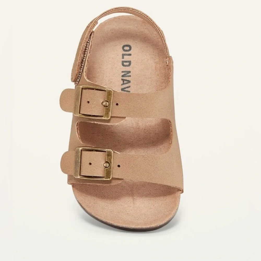 Old Navy Light Beige Faux-Suede Double-Buckle Sandals - 6-12M